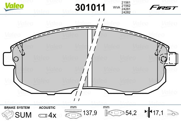 VALEO 301011 Brake Pad Set, disc brake