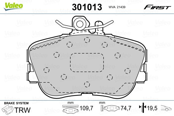 VALEO 301013 Brake Pad Set, disc brake