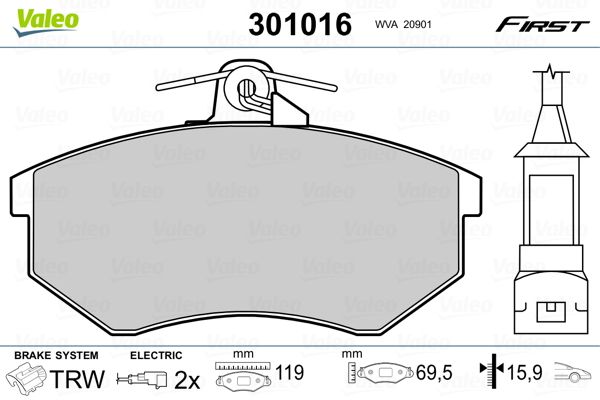 VALEO 301016 Brake Pad Set, disc brake