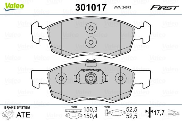VALEO 301017 Brake Pad Set, disc brake