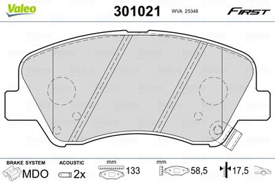 Brake Pad Set, disc brake VALEO 301021