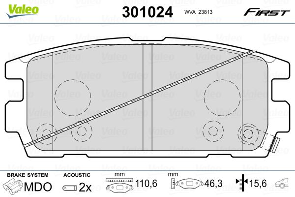 VALEO 301024 Brake Pad Set, disc brake