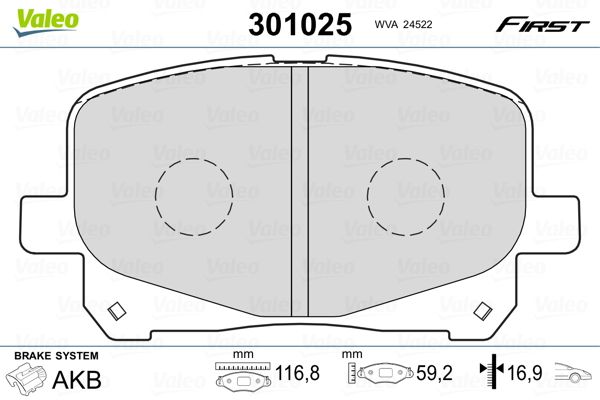 VALEO 301025 Brake Pad Set, disc brake