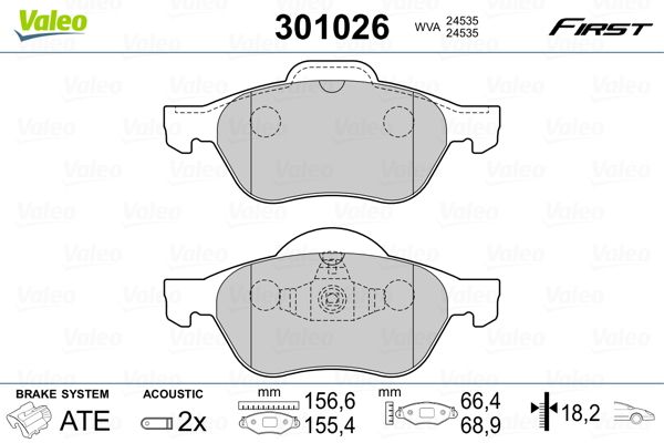 VALEO 301026 Brake Pad Set, disc brake
