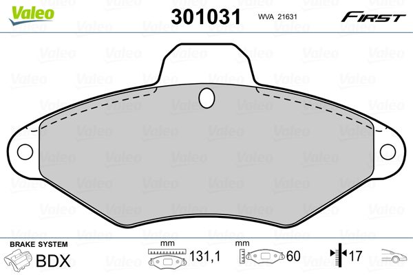 VALEO 301031 Brake Pad Set, disc brake