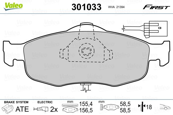 VALEO 301033 Brake Pad Set, disc brake