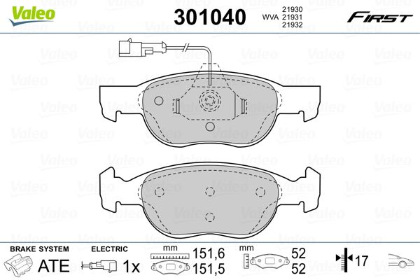 VALEO 301040 Brake Pad Set, disc brake
