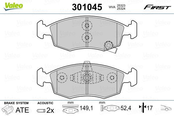 VALEO 301045 Brake Pad Set, disc brake
