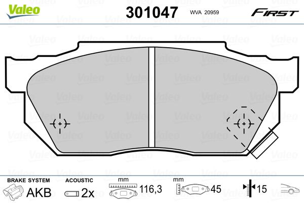 VALEO 301047 Brake Pad Set, disc brake