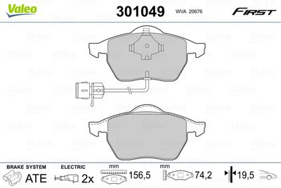Brake Pad Set, disc brake VALEO 301049