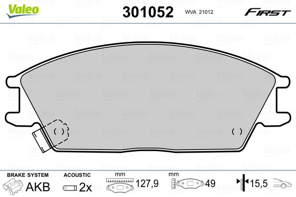 VALEO 301052 Brake Pad Set, disc brake