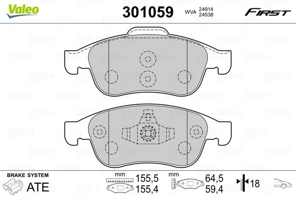 VALEO 301059 Brake Pad Set, disc brake
