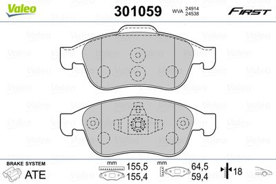 Brake Pad Set, disc brake VALEO 301059