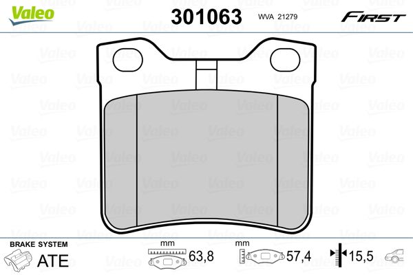 VALEO 301063 Brake Pad Set, disc brake