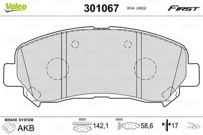 Brake Pad Set, disc brake VALEO 301067