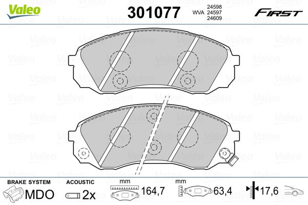 VALEO 301077 Brake Pad Set, disc brake