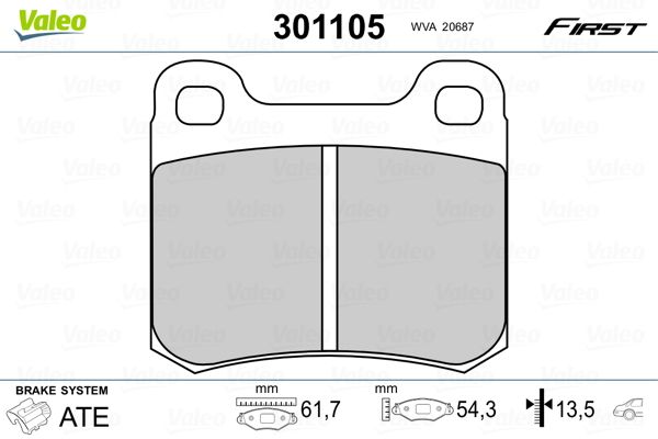 VALEO 301105 Brake Pad Set, disc brake