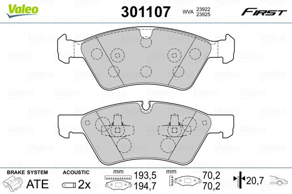 VALEO 301107 Brake Pad Set, disc brake