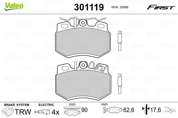 VALEO 301119 Brake Pad Set, disc brake