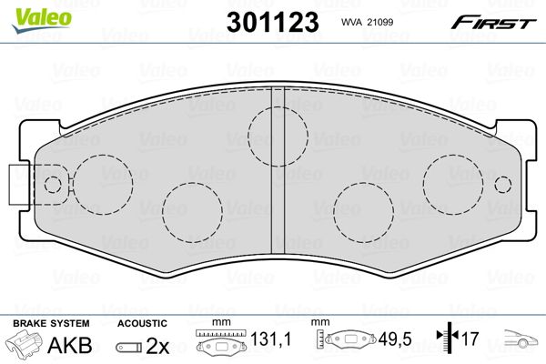 VALEO 301123 Brake Pad Set, disc brake