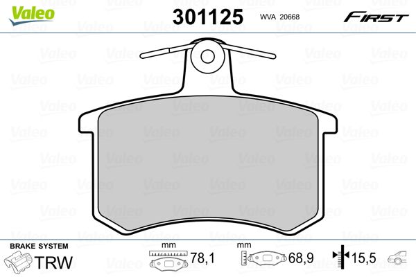 VALEO 301125 Brake Pad Set, disc brake