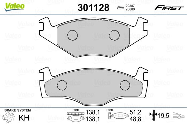 VALEO 301128 Brake Pad Set, disc brake