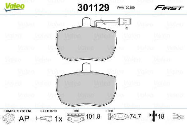 VALEO 301129 Brake Pad Set, disc brake