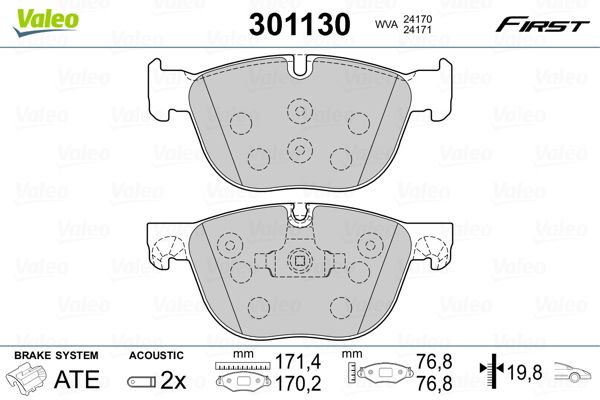 VALEO 301130 Brake Pad Set, disc brake