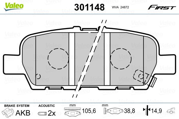 VALEO 301148 Brake Pad Set, disc brake