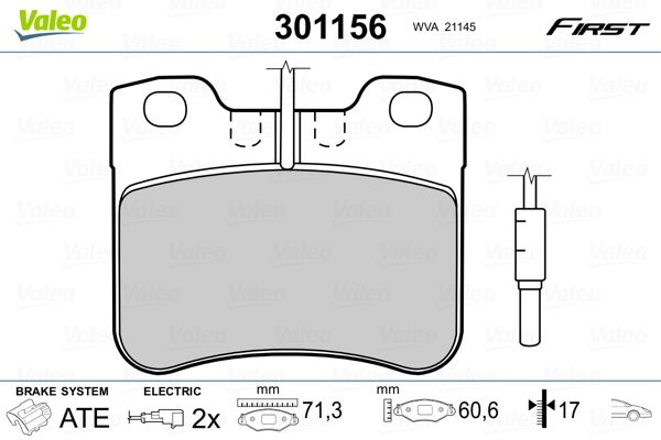 VALEO 301156 Brake Pad Set, disc brake