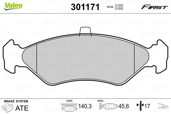 VALEO 301171 Brake Pad Set, disc brake