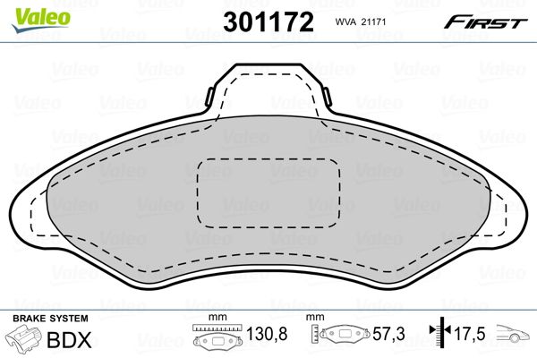 VALEO 301172 Brake Pad Set, disc brake
