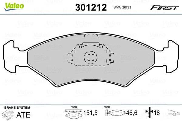VALEO 301212 Brake Pad Set, disc brake