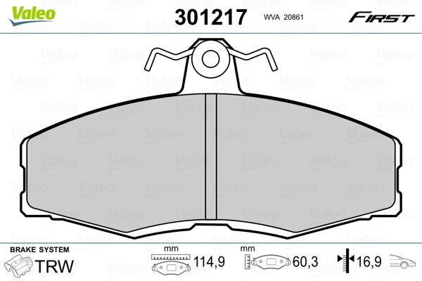 VALEO 301217 Brake Pad Set, disc brake