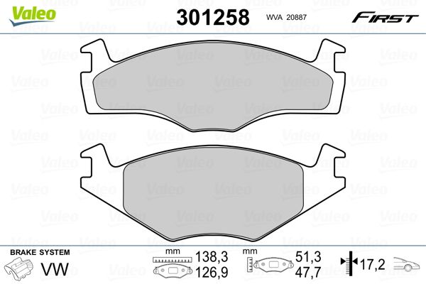 VALEO 301258 Brake Pad Set, disc brake