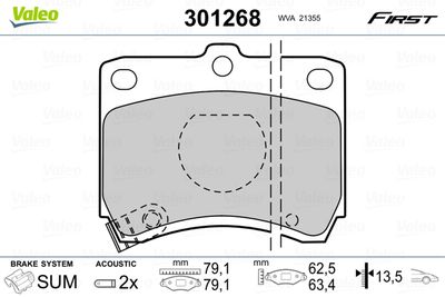 Brake Pad Set, disc brake VALEO 301268