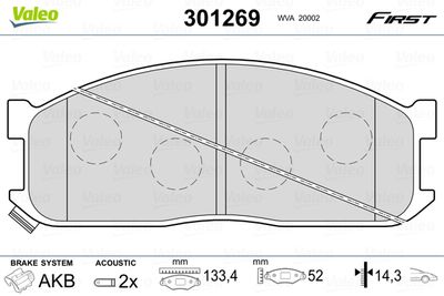 Brake Pad Set, disc brake VALEO 301269