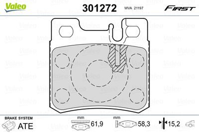 Brake Pad Set, disc brake VALEO 301272