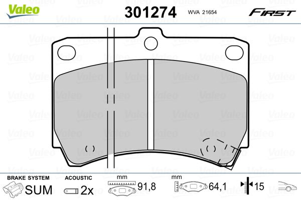 VALEO 301274 Brake Pad Set, disc brake
