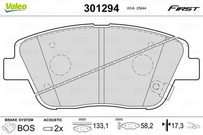 Brake Pad Set, disc brake VALEO 301294