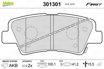 Brake Pad Set, disc brake VALEO 301301