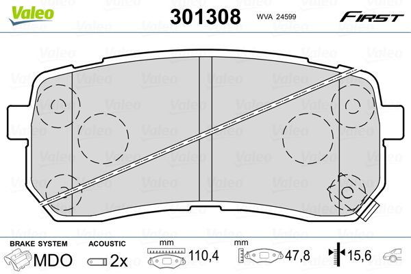 VALEO 301308 Brake Pad Set, disc brake