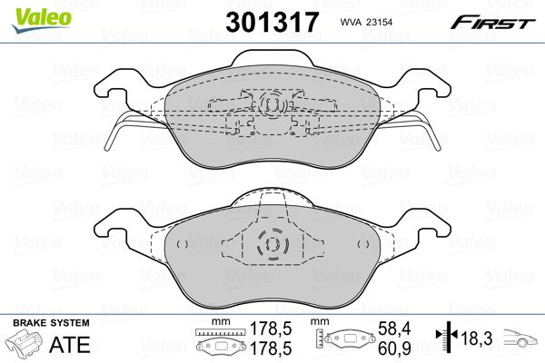 VALEO 301317 Brake Pad Set, disc brake