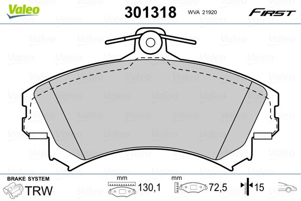 VALEO 301318 Brake Pad Set, disc brake