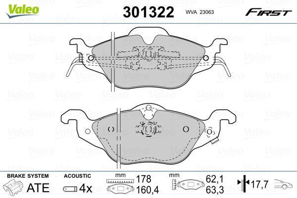 VALEO 301322 Brake Pad Set, disc brake