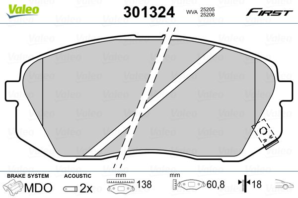 VALEO 301324 Brake Pad Set, disc brake