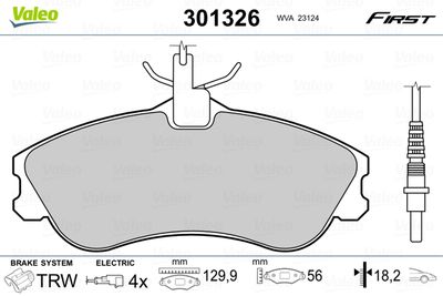 Brake Pad Set, disc brake VALEO 301326