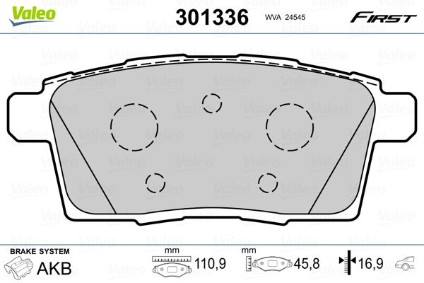 VALEO 301336 Brake Pad Set, disc brake