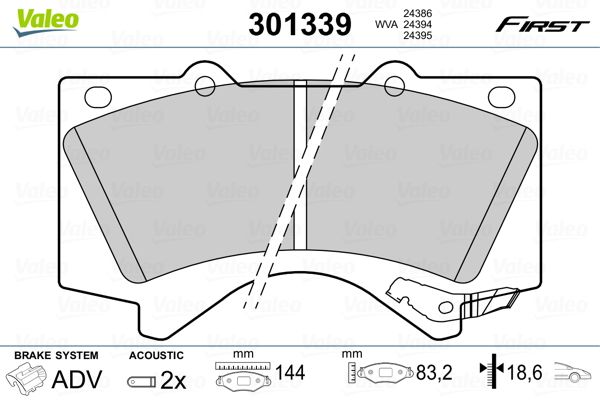 VALEO 301339 Brake Pad Set, disc brake