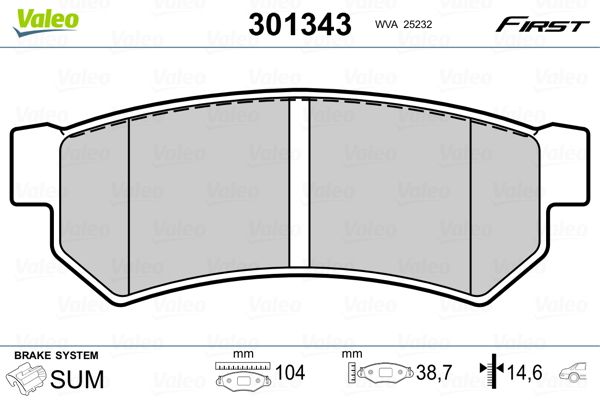 VALEO 301343 Brake Pad Set, disc brake